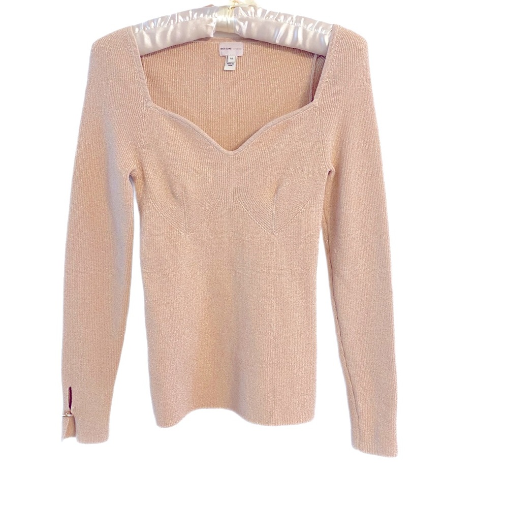 EUC River Island London Gold Metallic Bustier Sweater